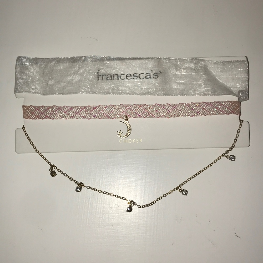 3 matching gold/gold accented chokers